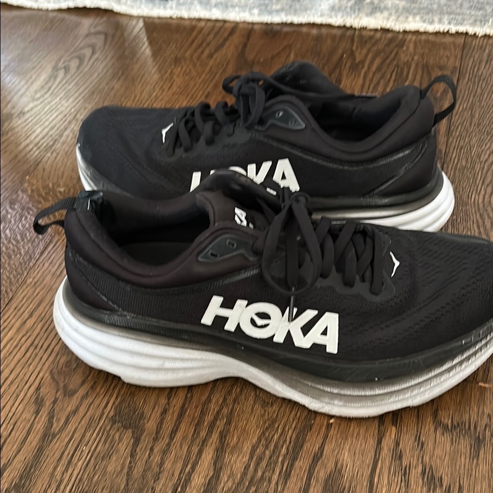 Hoka Black and White Athletic Shorts